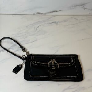 Like new coach black leather soho wristlet
